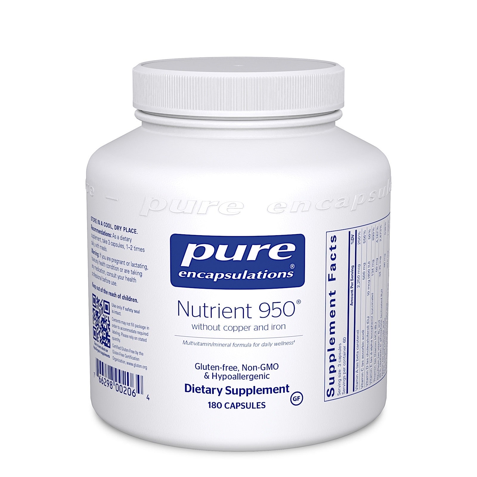 Pure Encapsulations, Nutrient 950 W/O copper & Iron, 180 Capsules UPC 766298002064 | HiLife Vitamins